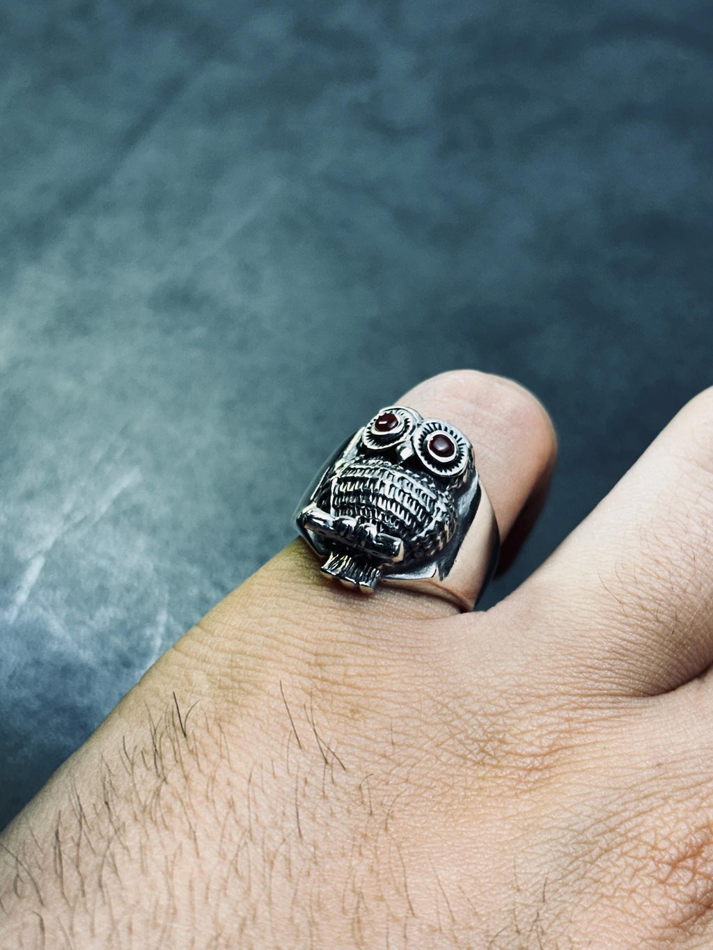 925 Ayar Gümüş Baykuş Yüzük - El Yapımı Hayvansever Takı