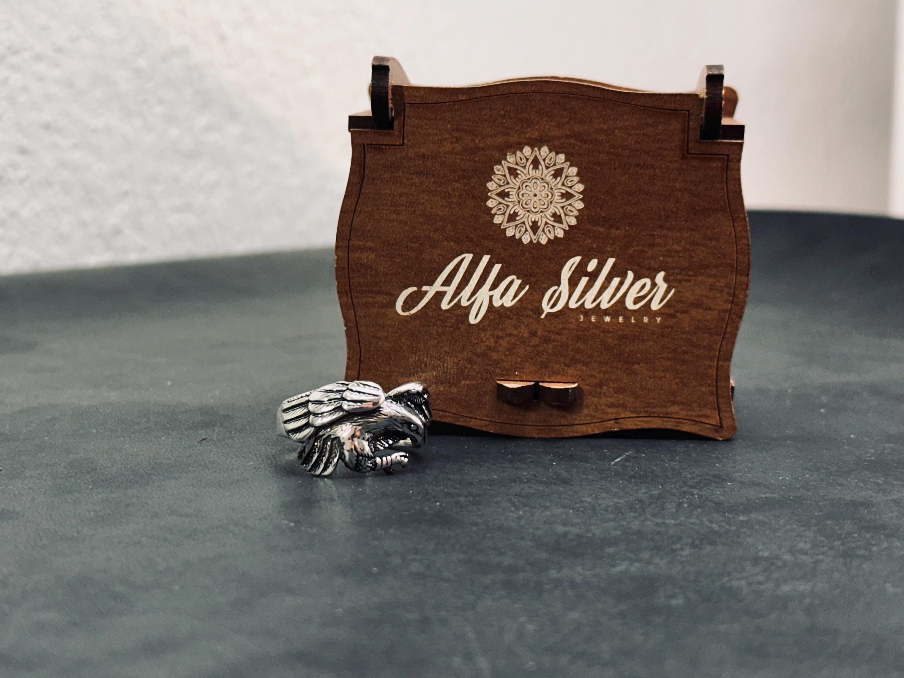Boho Sterlin Gümüş Kartal Yüzük, Ayarlanabilir Bant (Unisex)
