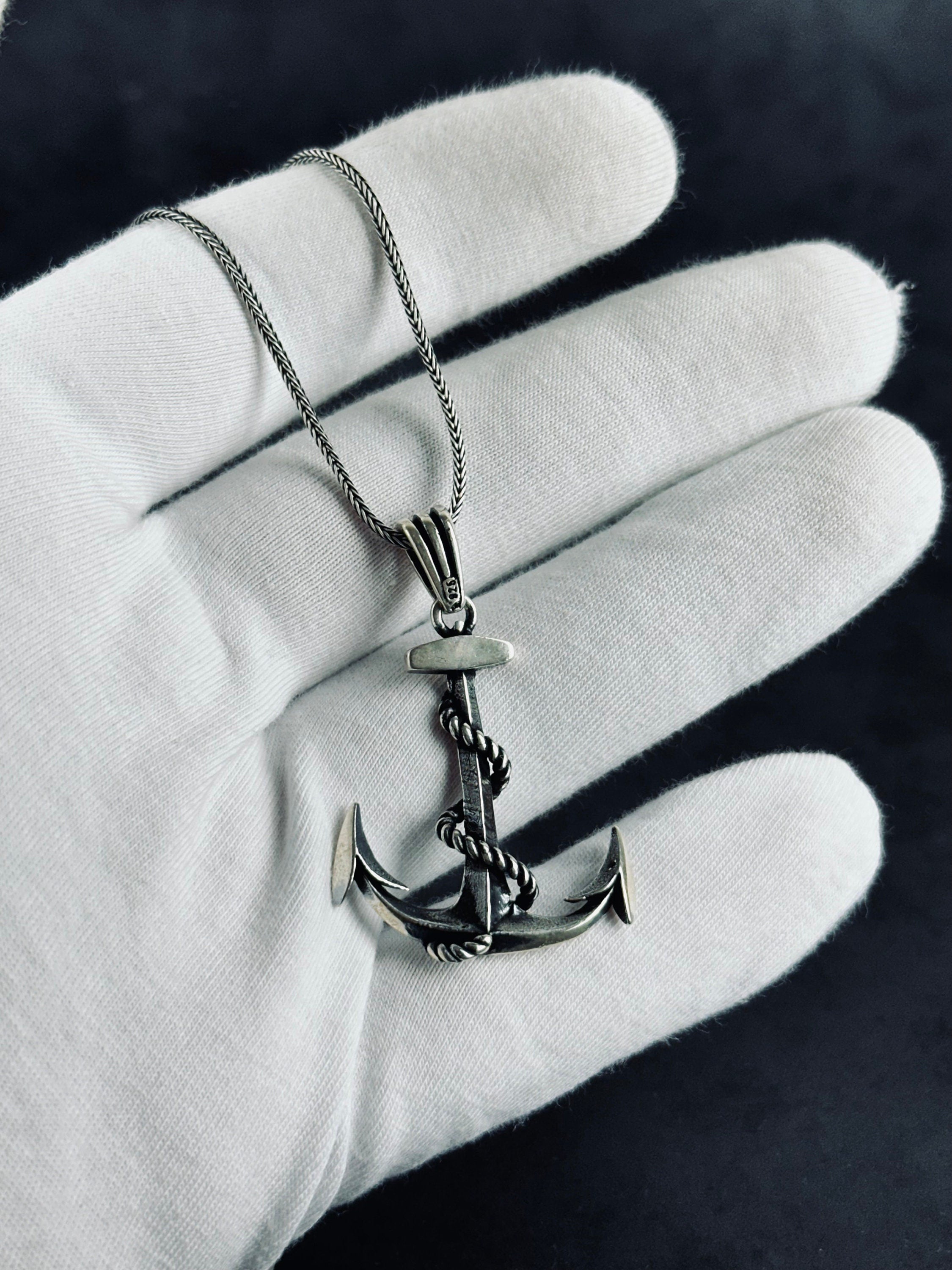Çapa Kolye: Gümüş Denizci Takısı (Zincir Boyu Seçenekli)