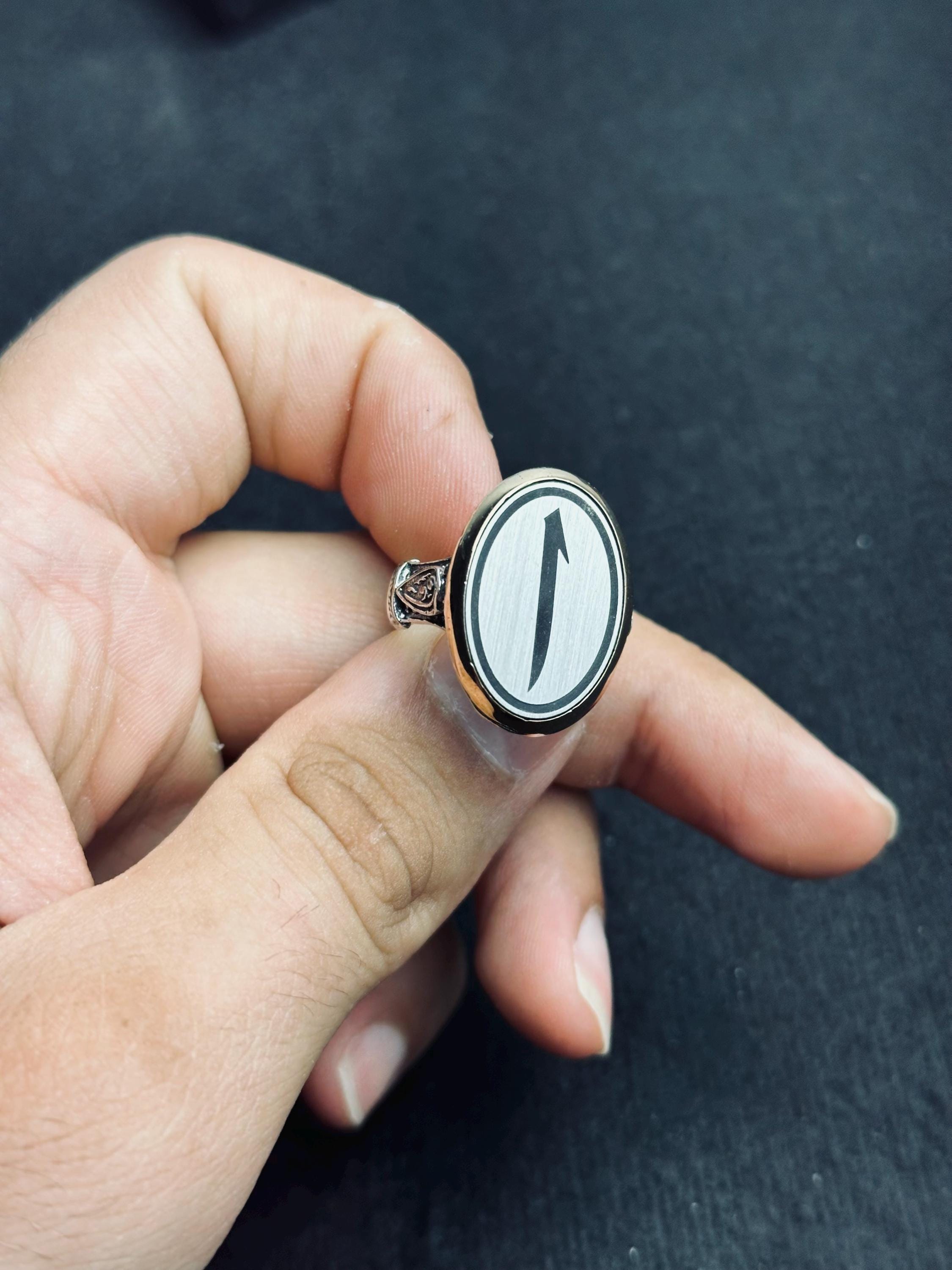 İslami 925 Ayar Gümüş Elif Vav Minimalist Oval Yüzük (Unisex)