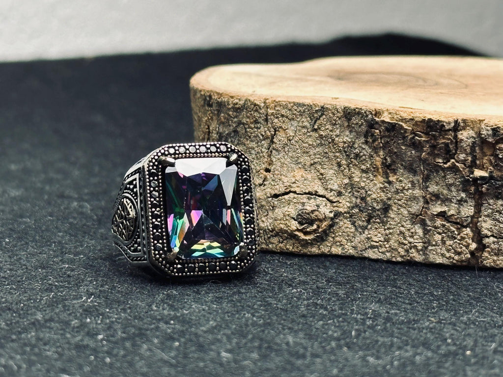 Gümüş Yüzük: Mistk Topaz Taşlı - Vintage Bohem Takı