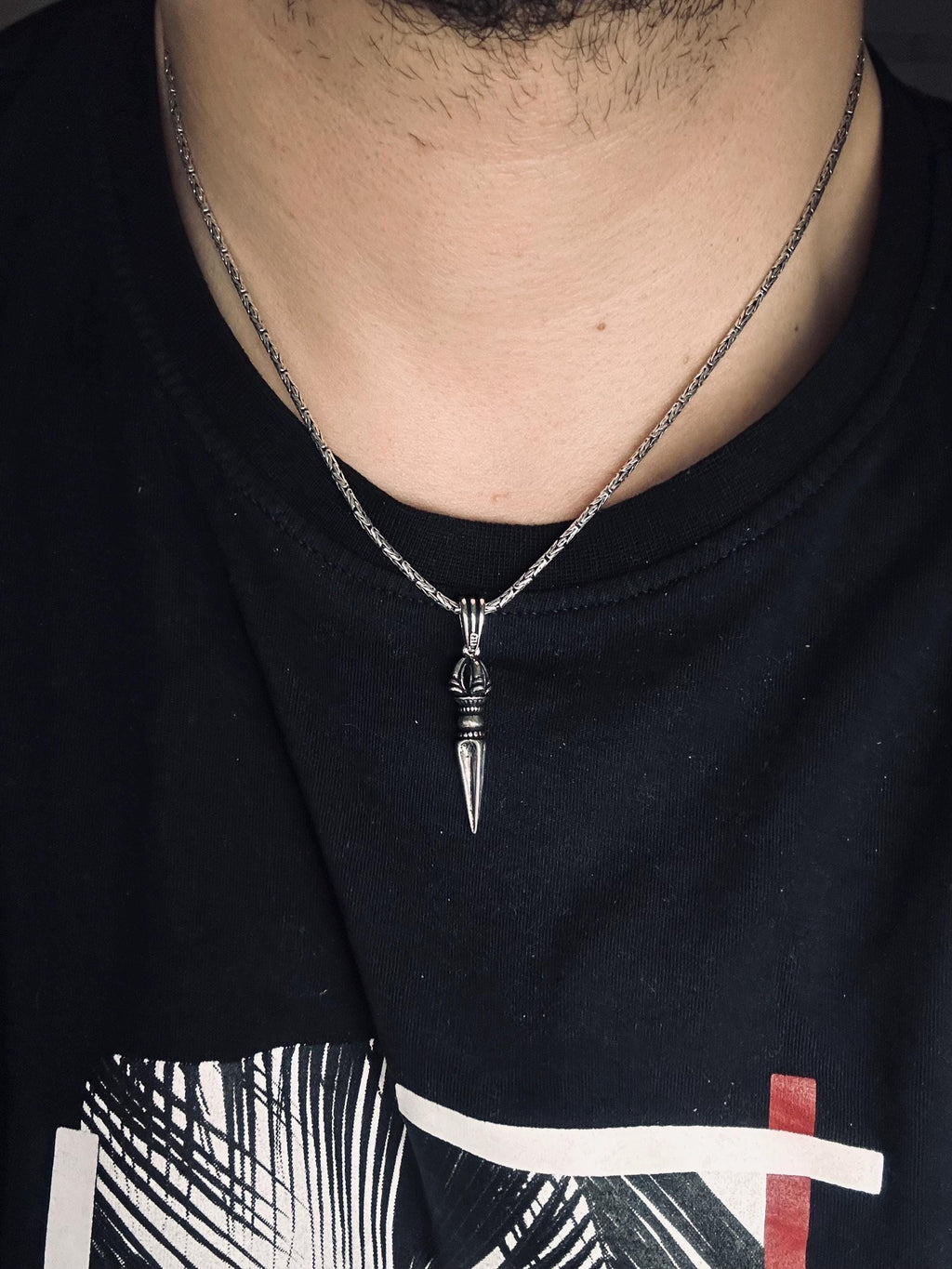 Zarif Gümüş Kılıç Kolye - Gotik Hançer Kolye Unisex