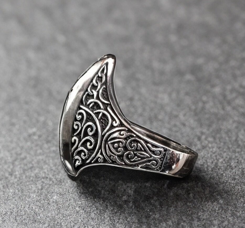 Ouroboros Sterlin Gümüş Yüzük, Erkek Gotik Sonsuzluk Stili (El Yapımı)