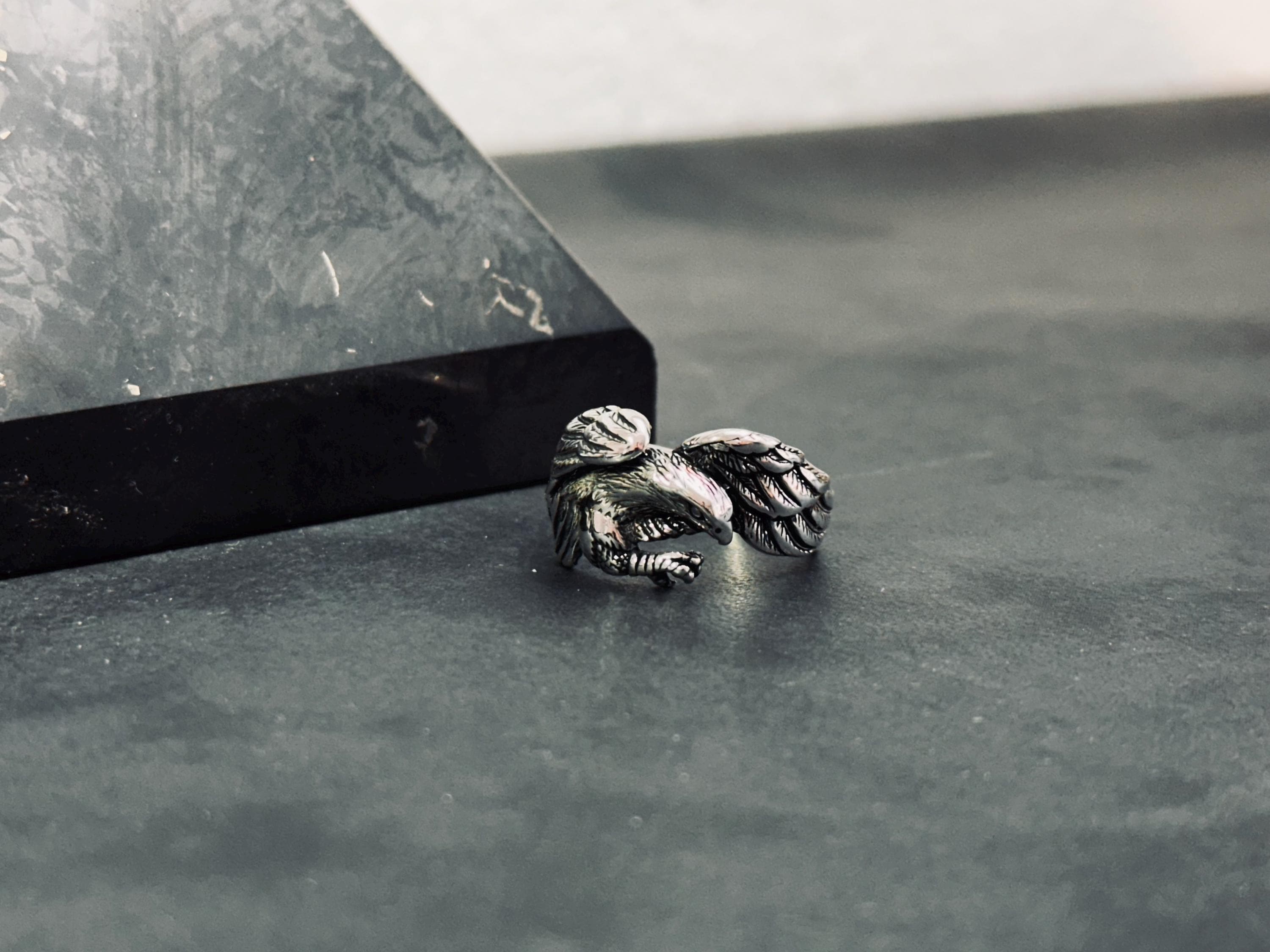 Boho Sterlin Gümüş Kartal Yüzük, Ayarlanabilir Bant (Unisex)