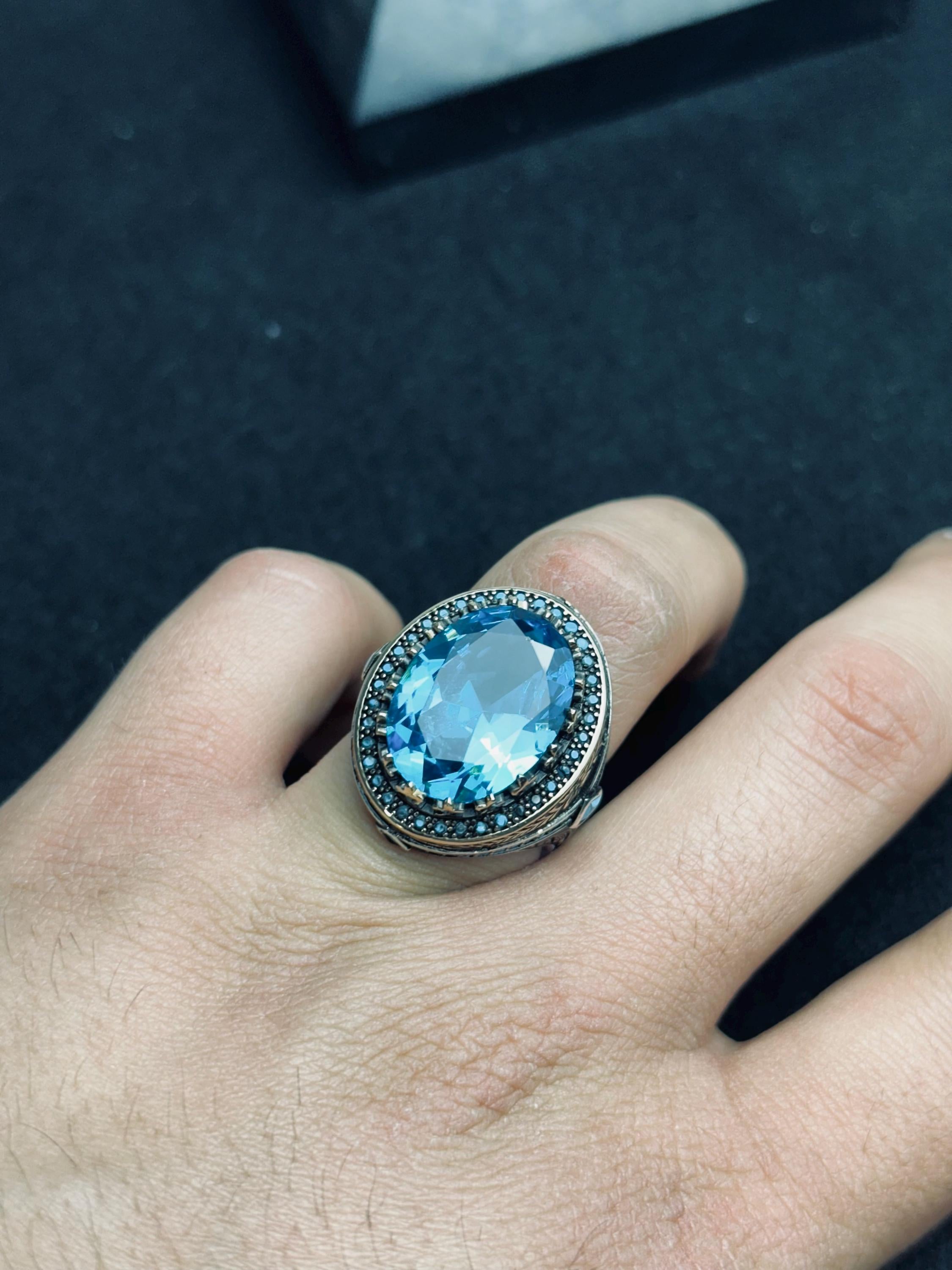 Paraiba Turmalin Yüzük: Erkekler İçin Gümüş İddialı Takı