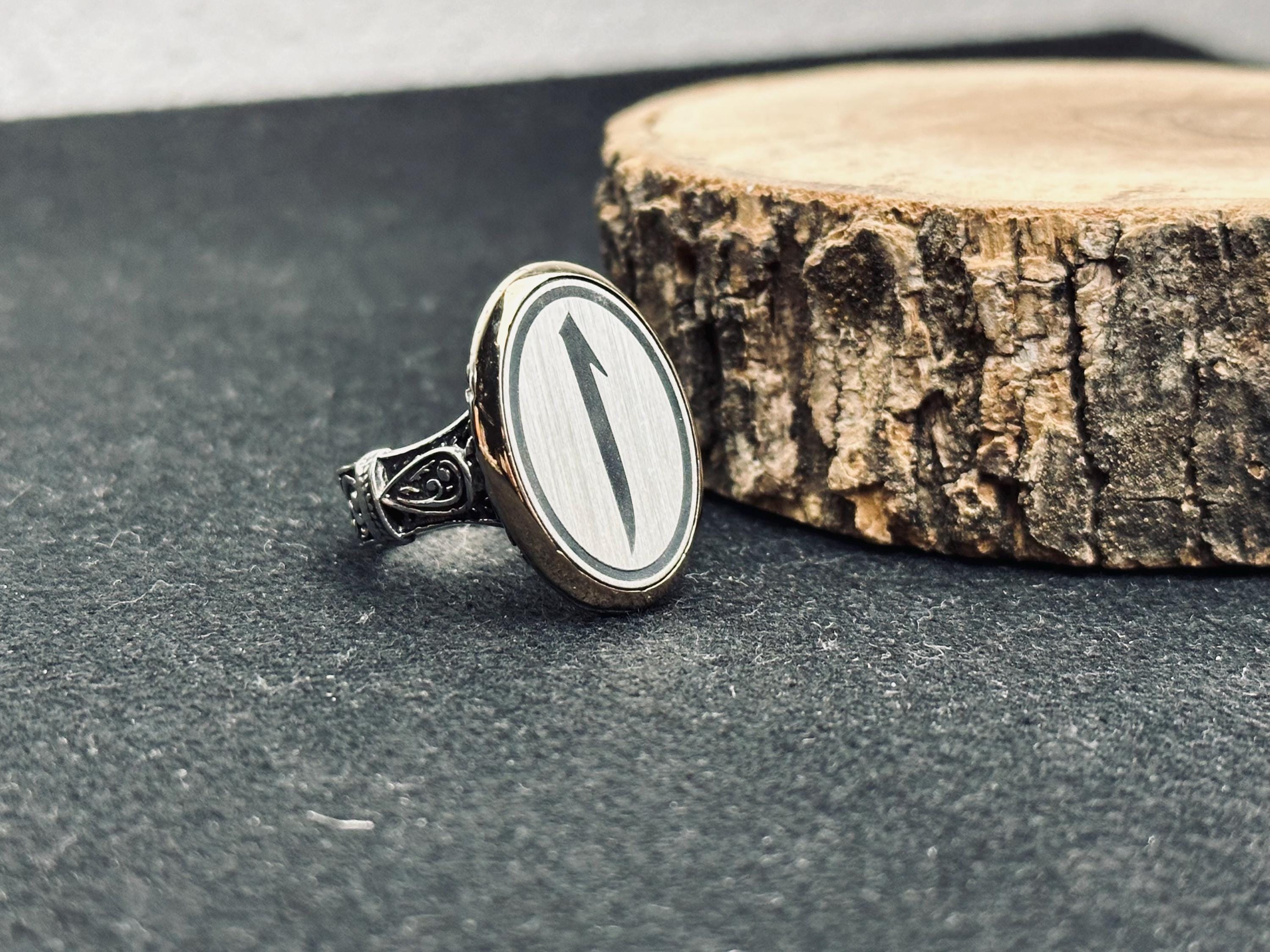 İslami 925 Ayar Gümüş Elif Vav Minimalist Oval Yüzük (Unisex)