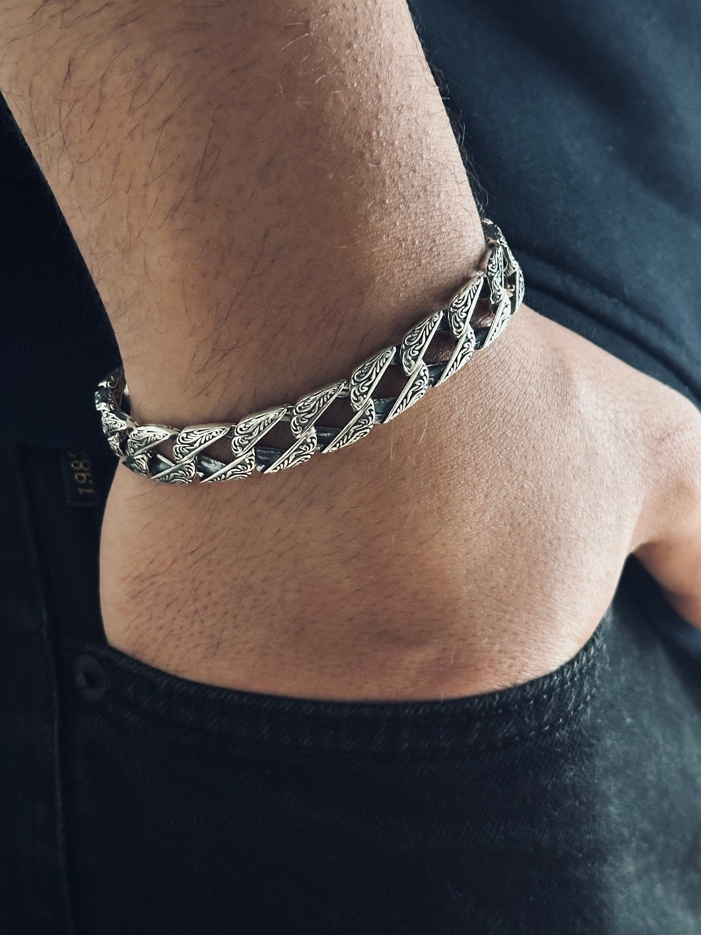 Gümüş Zincir Bileklik - Çıkarılabilir Halka Detaylı El Yapımı