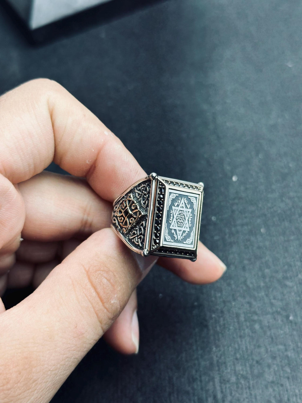 Süleyman Mührü Yüzük: El Yapımı Gümüş - Cesur Spiritüel Takı