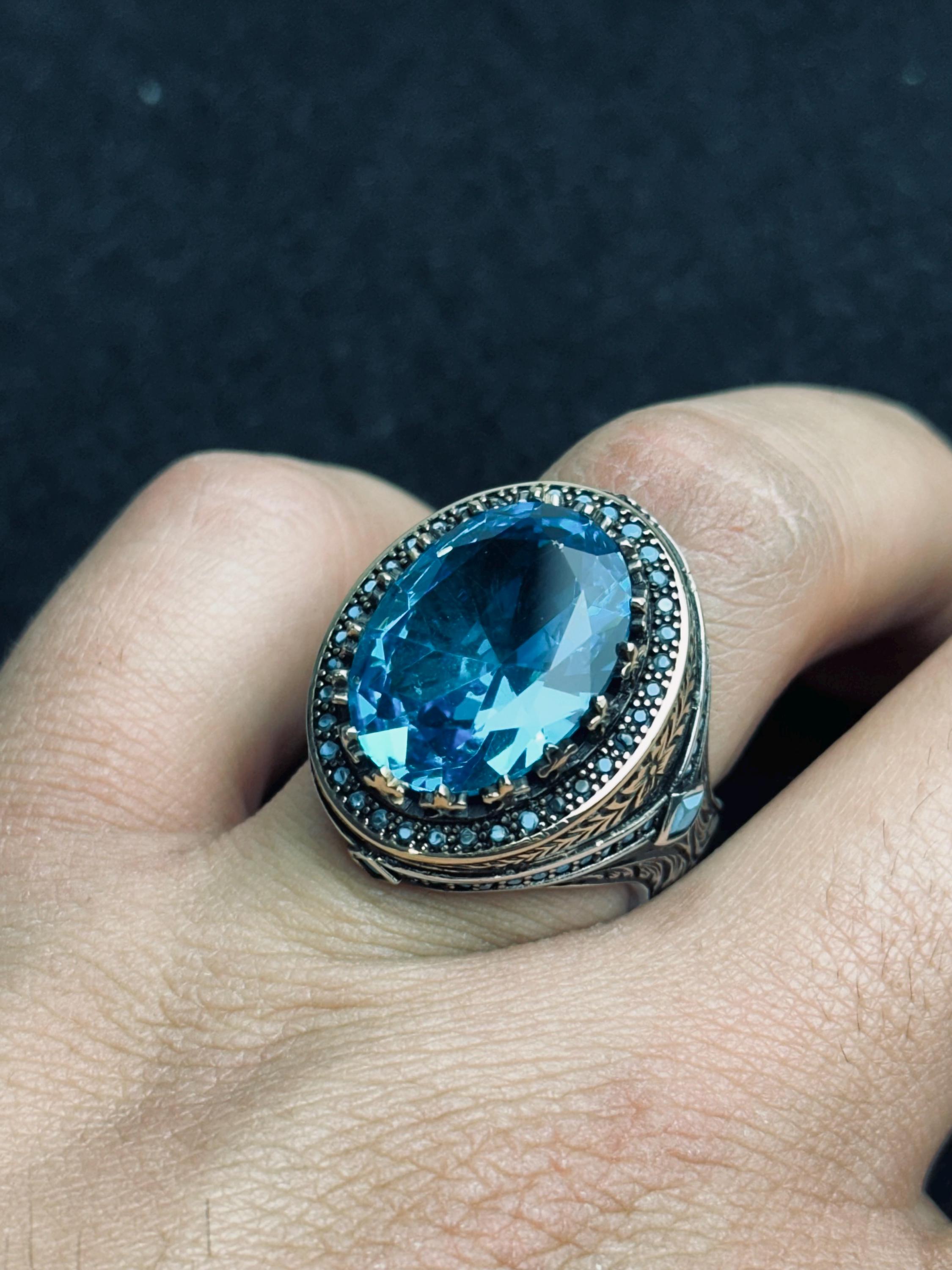 Paraiba Turmalin Yüzük: Erkekler İçin Gümüş İddialı Takı