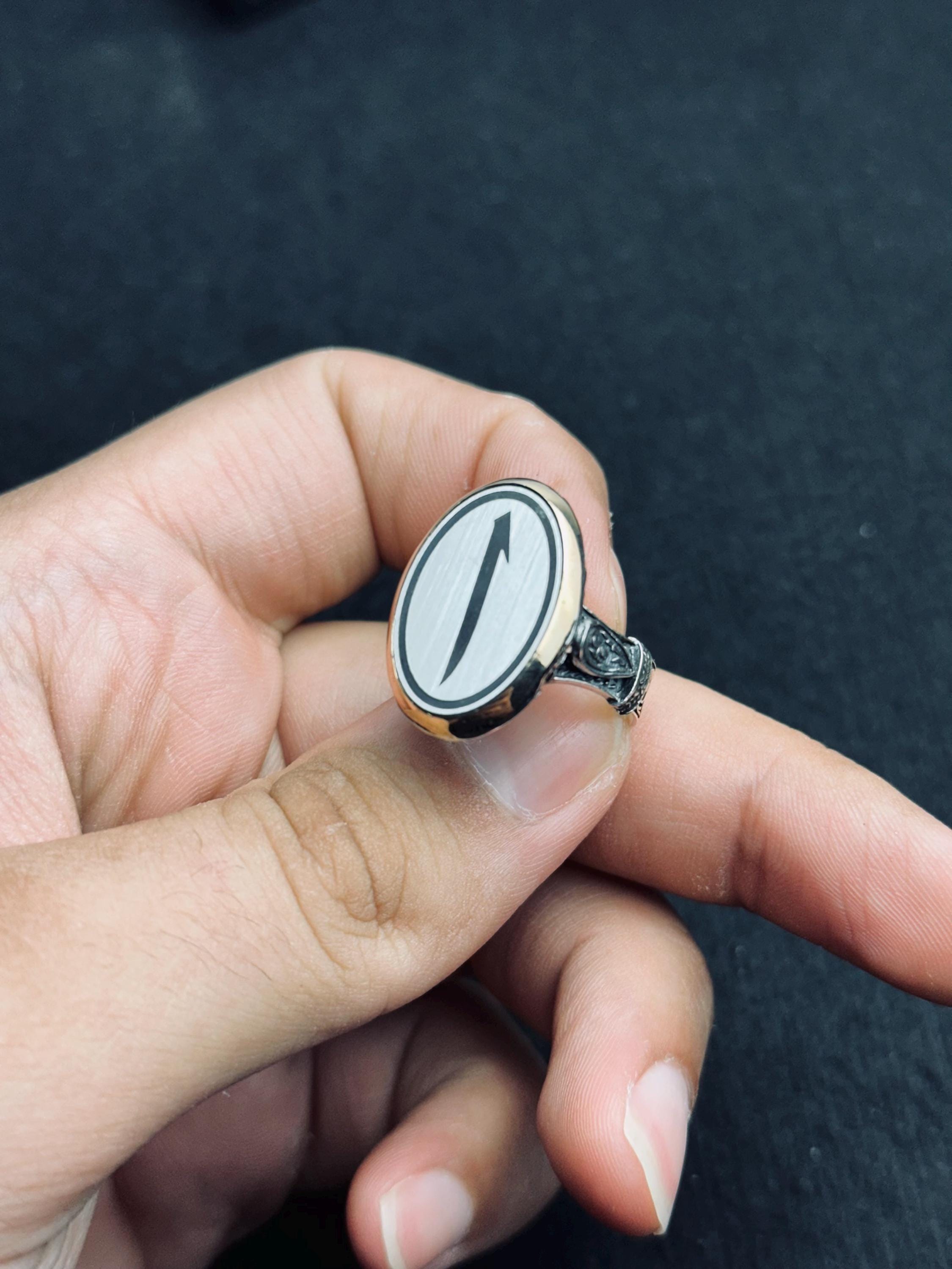 İslami 925 Ayar Gümüş Elif Vav Minimalist Oval Yüzük (Unisex)