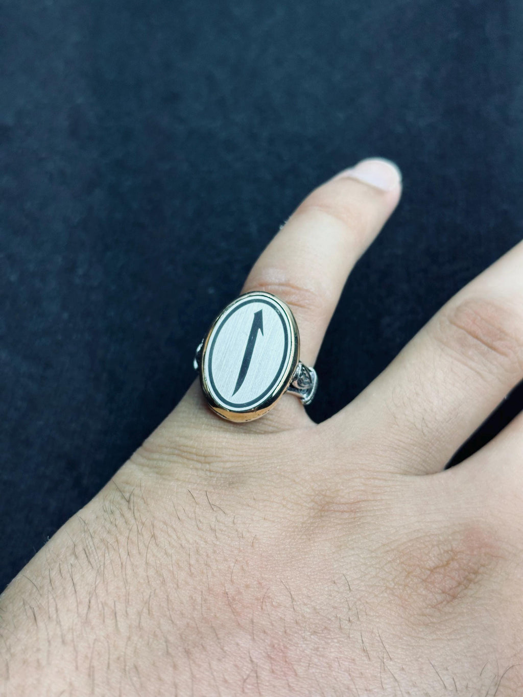 İslami 925 Ayar Gümüş Elif Vav Minimalist Oval Yüzük (Unisex)