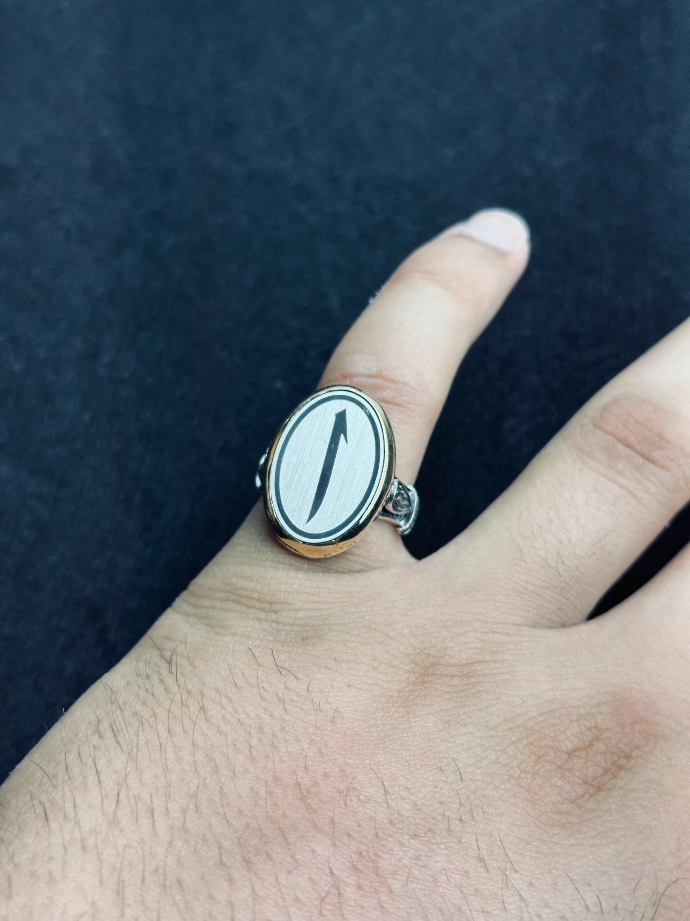 İslami 925 Ayar Gümüş Elif Vav Minimalist Oval Yüzük (Unisex)