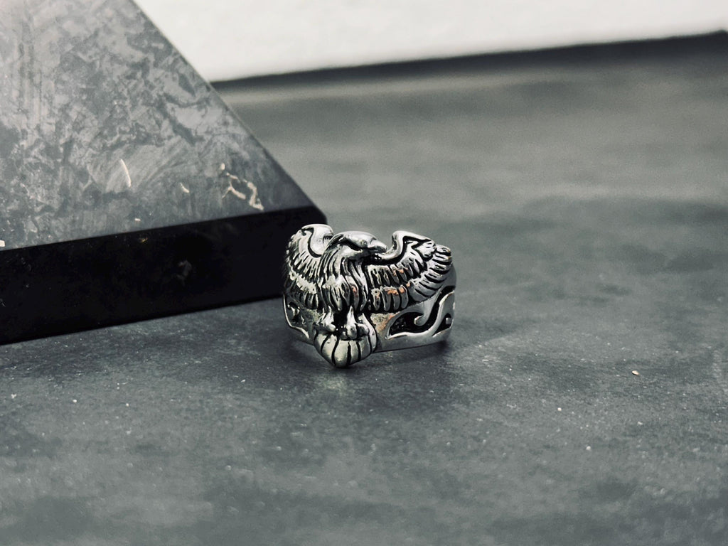 Gotik Som Gümüş Kuzgun Yüzük, Karga Tasarımı (Unisex)