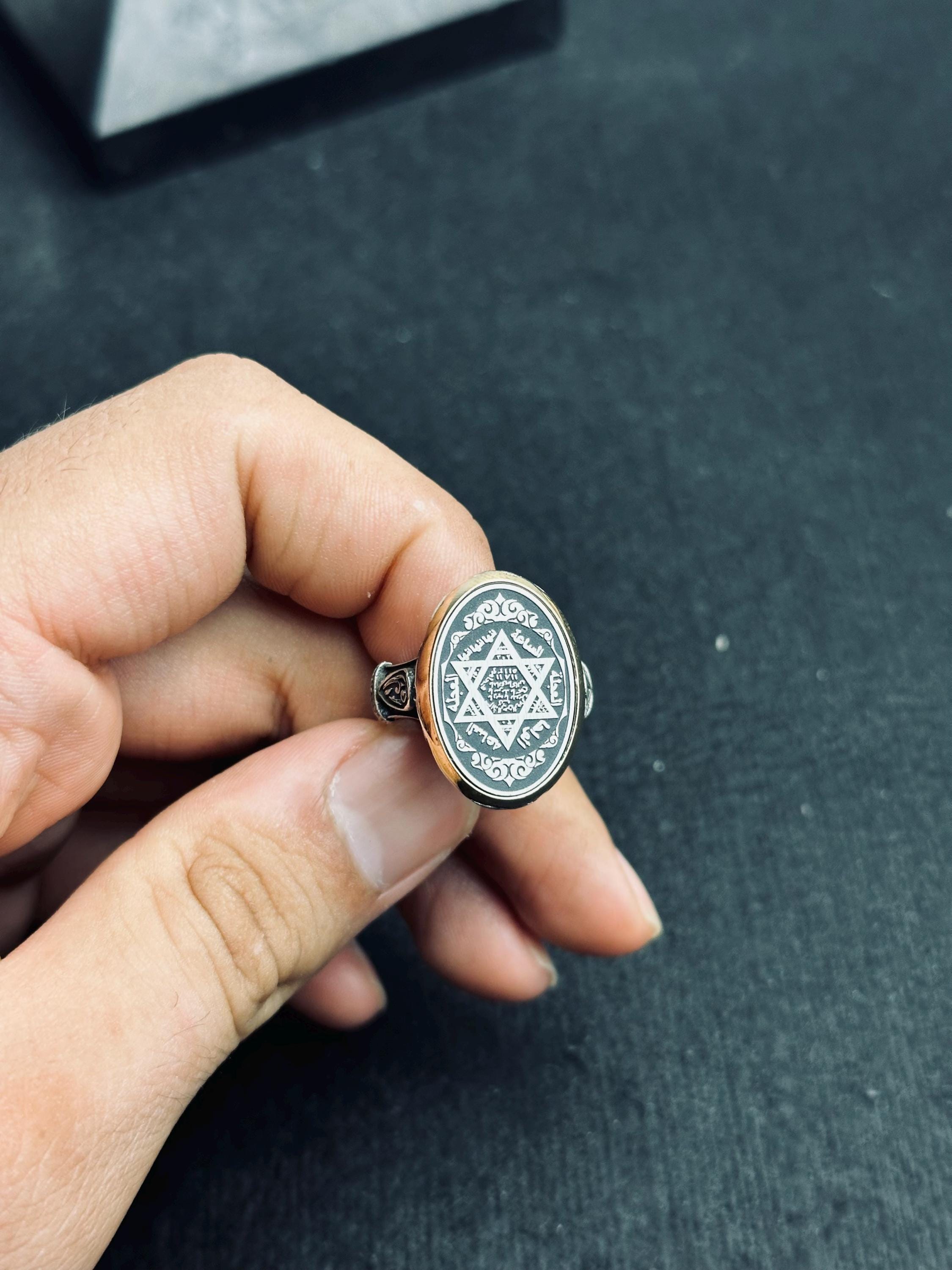 Süleyman Mührü Gümüş Yüzük, Minimal Oval Tasarım (El Yapımı)