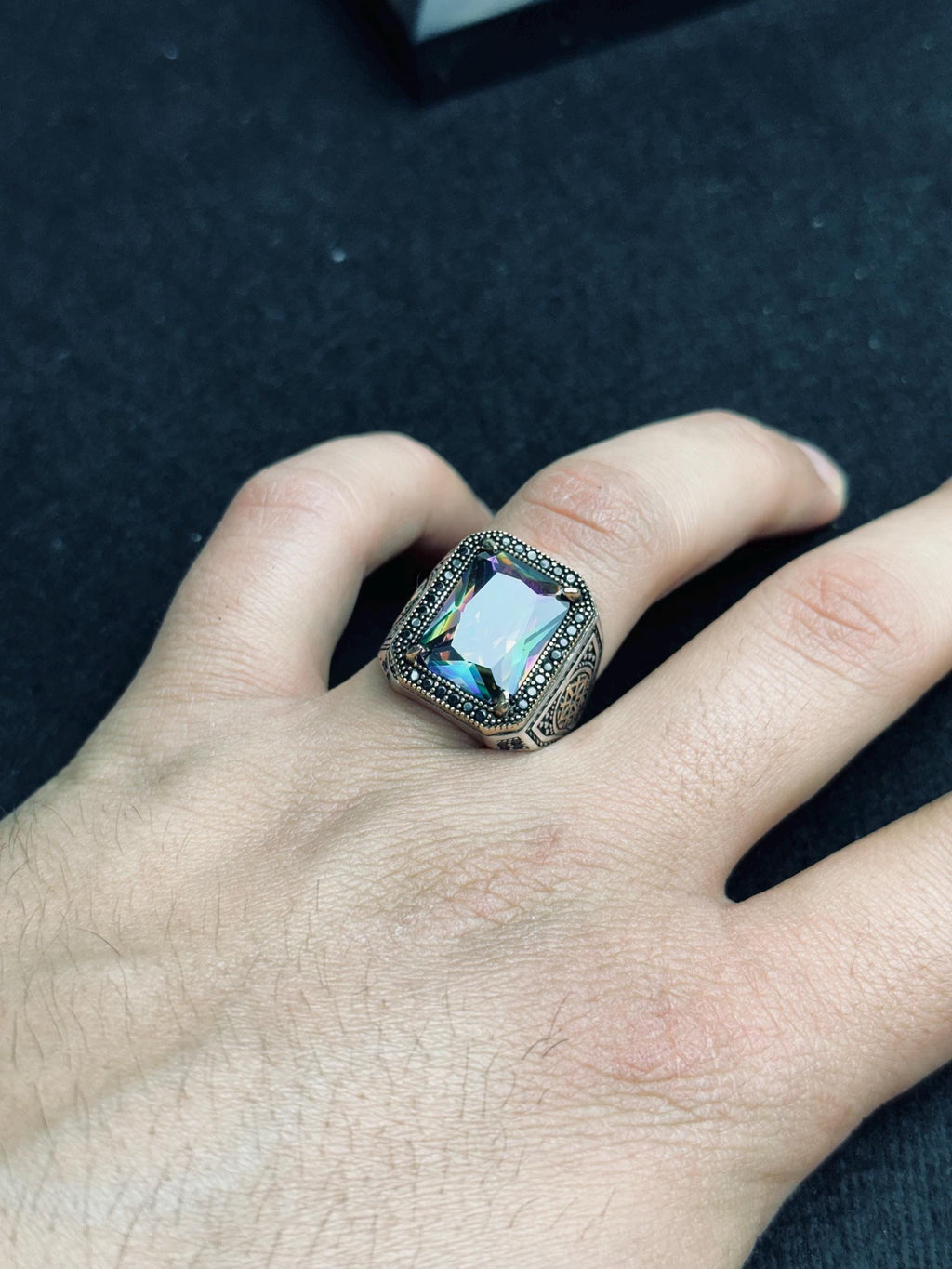 Gümüş Yüzük: Mistk Topaz Taşlı - Vintage Bohem Takı