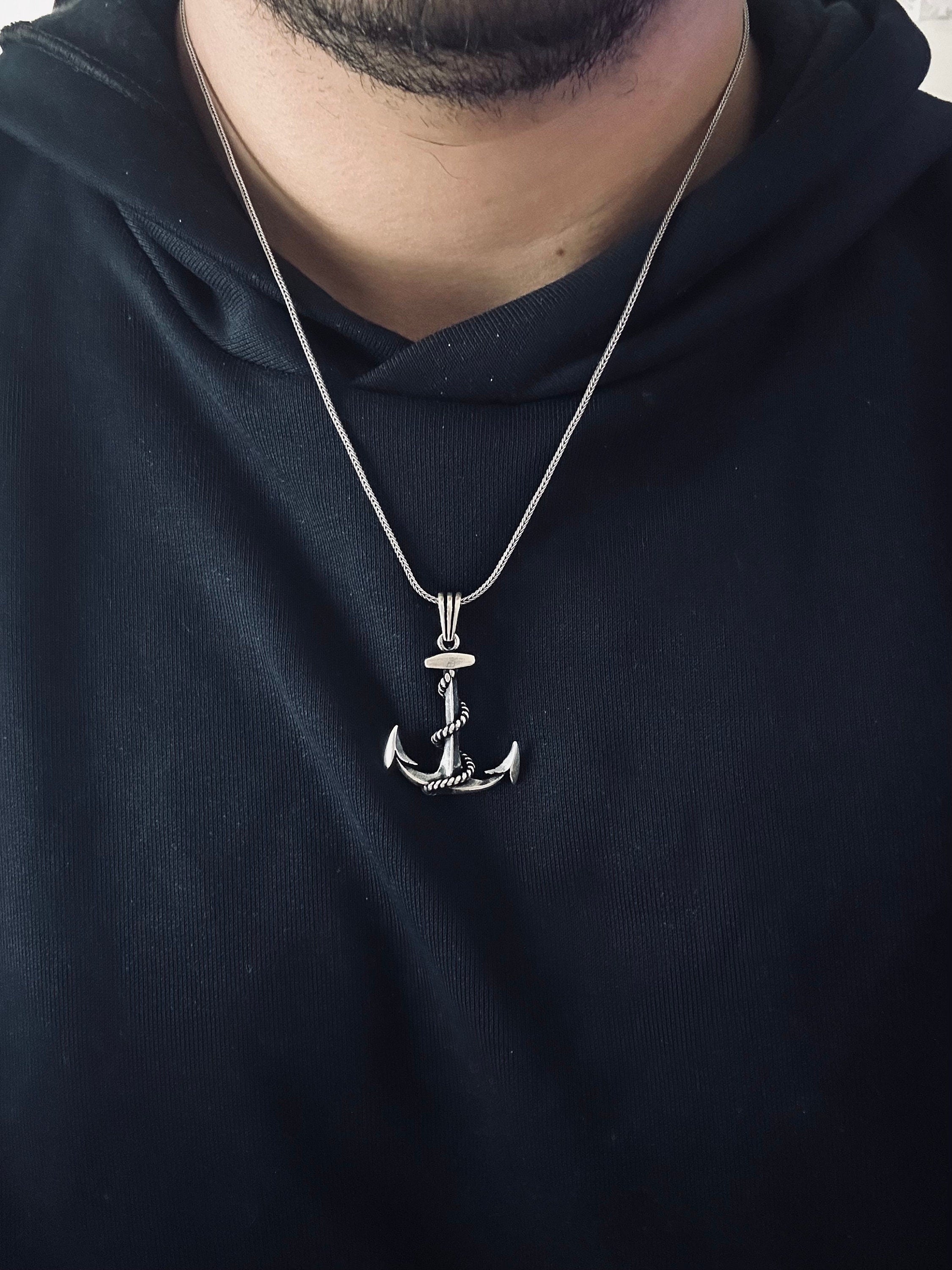Çapa Kolye: Gümüş Denizci Takısı (Zincir Boyu Seçenekli)