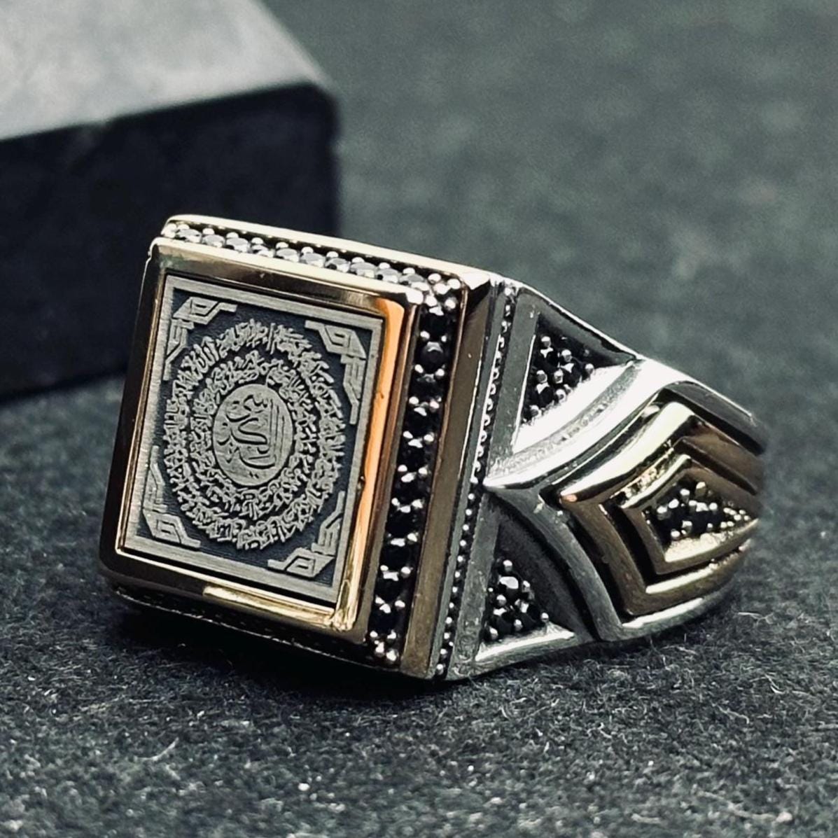 Arapça Ayet Yüzük: Otantik Gümüş - El Yapımı Hat Sanatı