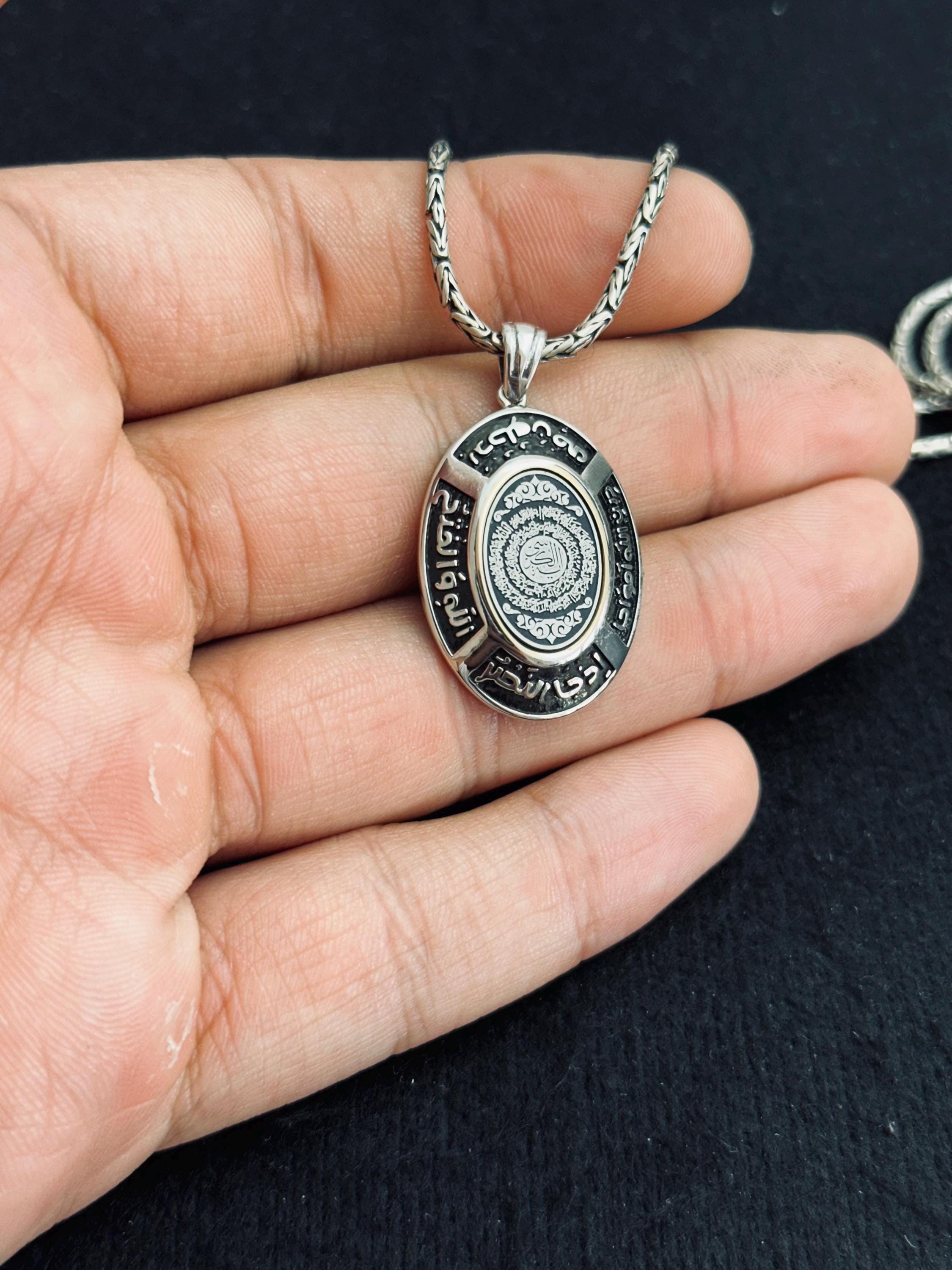 İslami Gümüş Kolye Ucu, Arapça Hat Sanatı (El Yapımı, Türk Tasarımı)