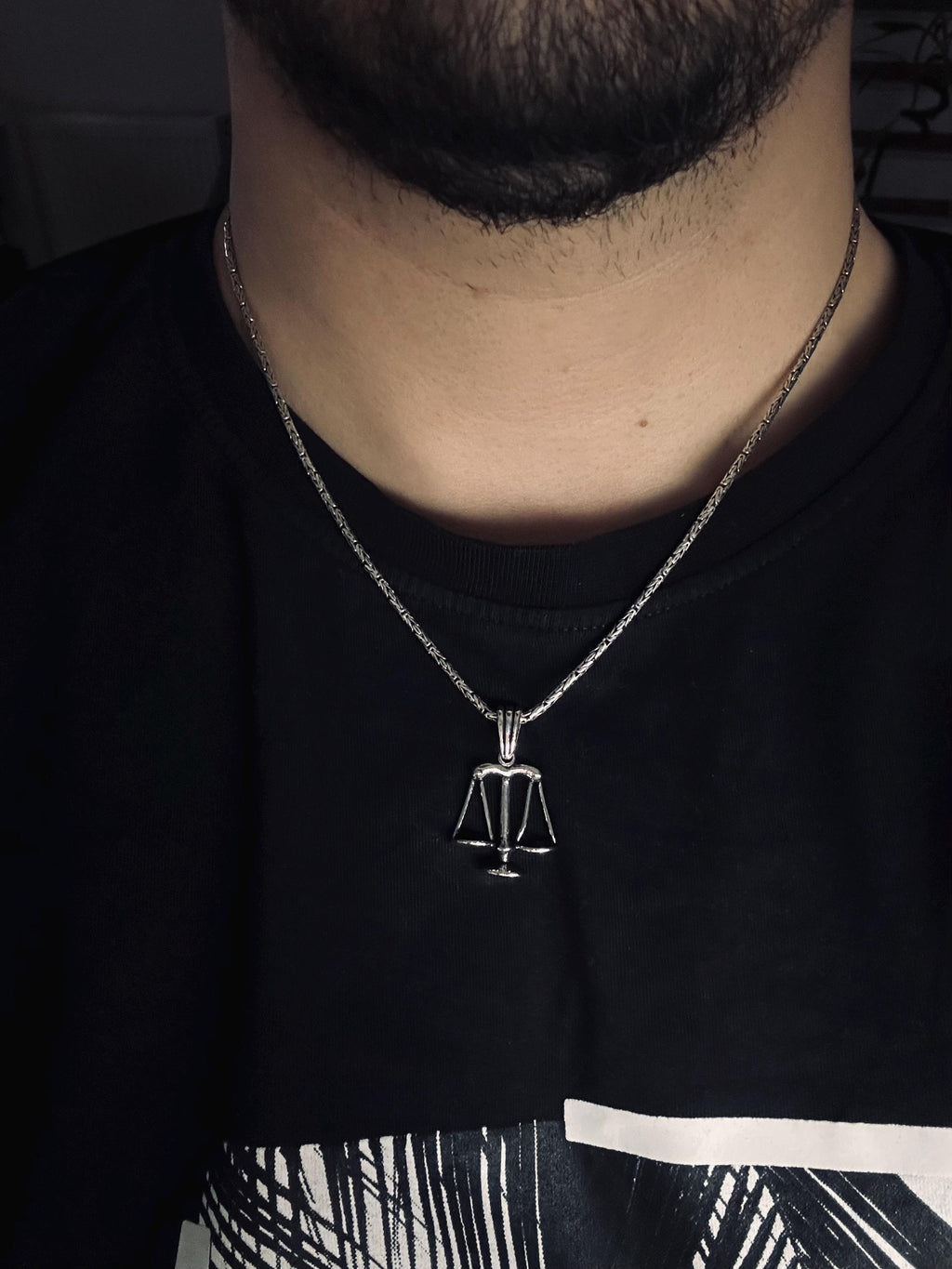 Terazi Burcu Kolyesi, Gümüş Minimalist Kolye (Ayarlanabilir Zincir)