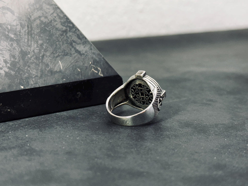 Unisex Sterlin Gümüş Pusula Yüzük, Kutup Yıldızı (El Yapımı)