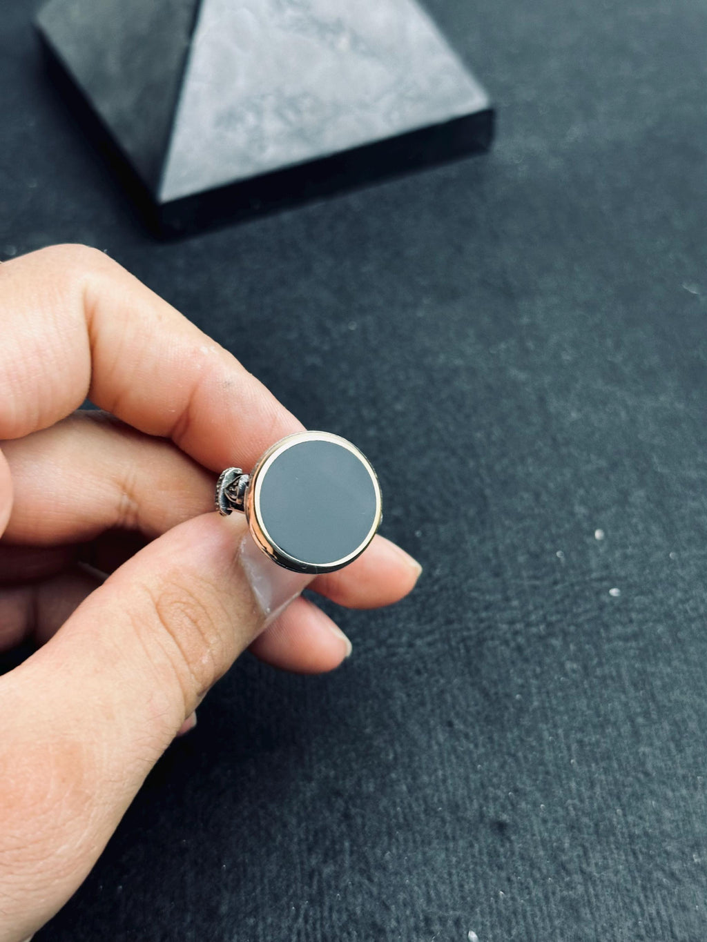 Oval Oniks Mühür Yüzüğü - Vintage El Yapımı 925 Ayar Gümüş