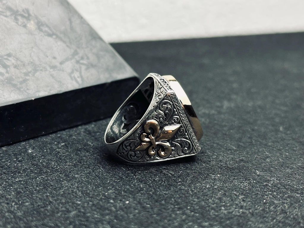 Siyah Oniks Statement Yüzük - Gümüş, Oval, El Yapımı