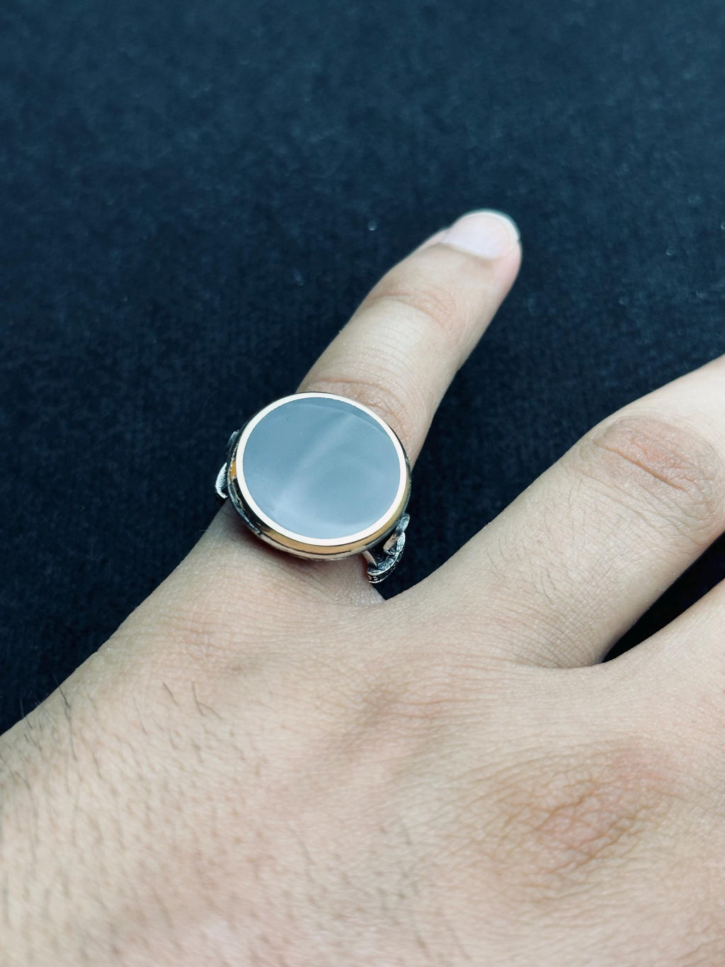 Oval Oniks Mühür Yüzüğü - Vintage El Yapımı 925 Ayar Gümüş