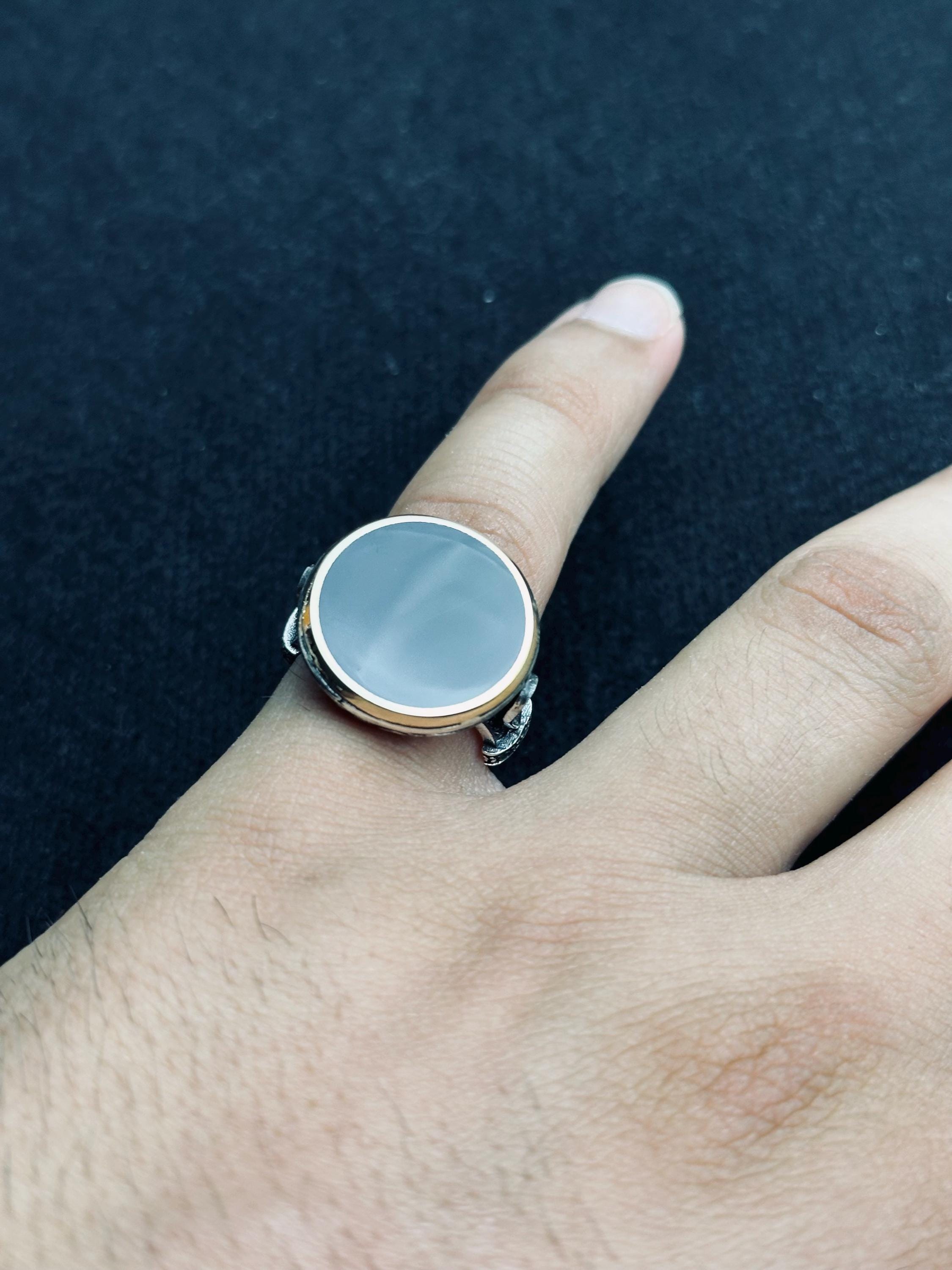 Oval Oniks Mühür Yüzüğü - Vintage El Yapımı 925 Ayar Gümüş