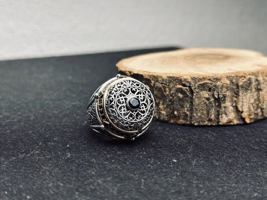 Oval Mavi Zirkon Yüzük: El Yapımı Gümüş, Türk Vintage Tarzı