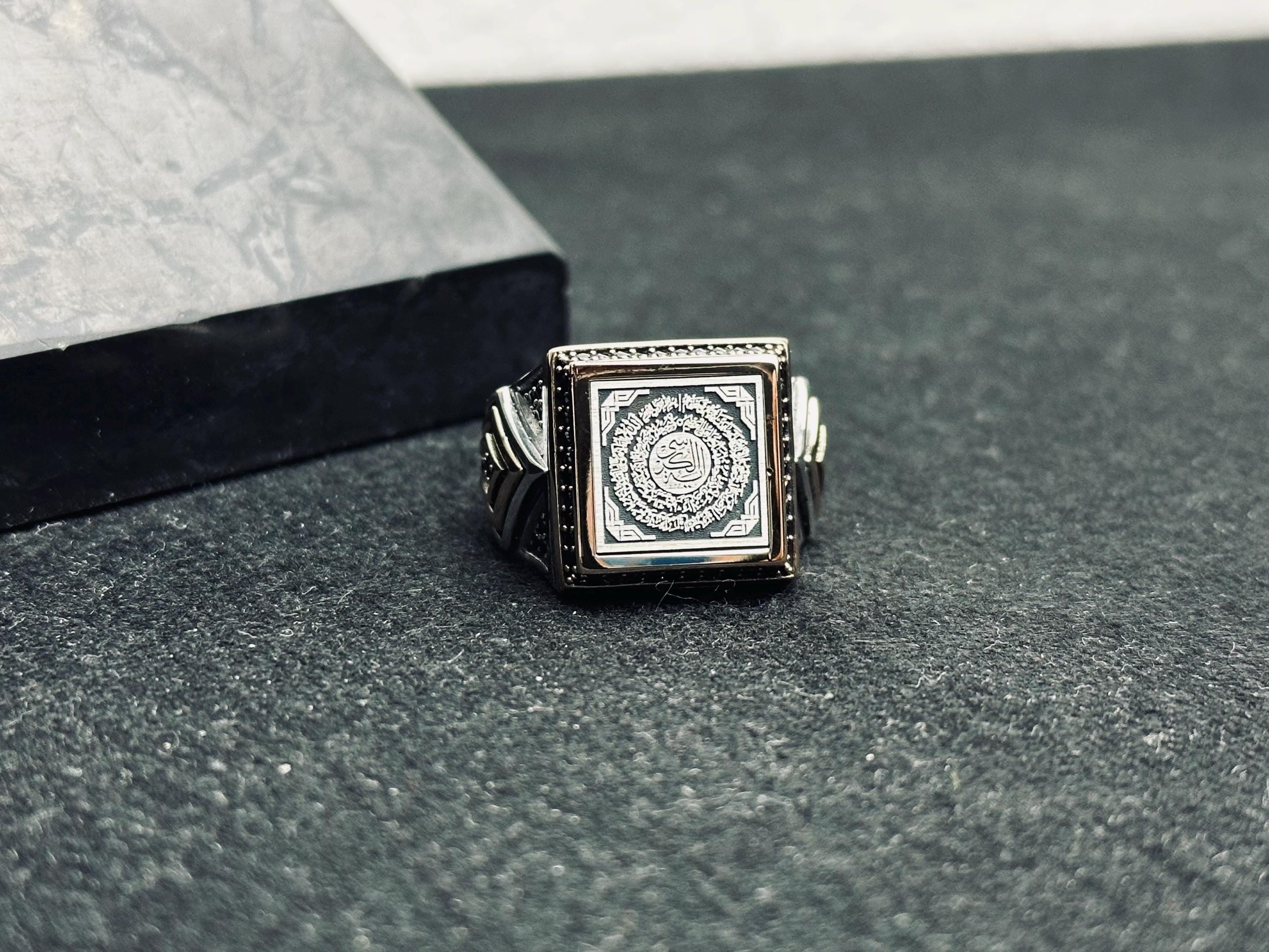 Arapça Ayet Yüzük: Otantik Gümüş - El Yapımı Hat Sanatı