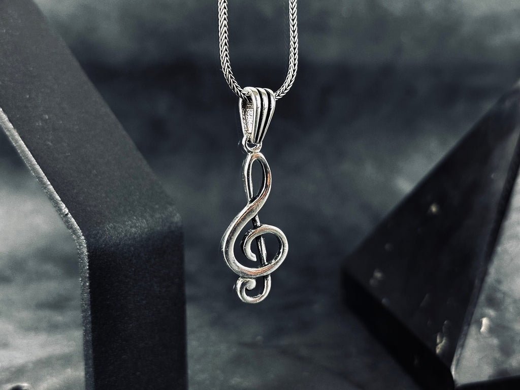 Sol Anahtarı Kolye: Gümüş Müzik Kolye Ucu