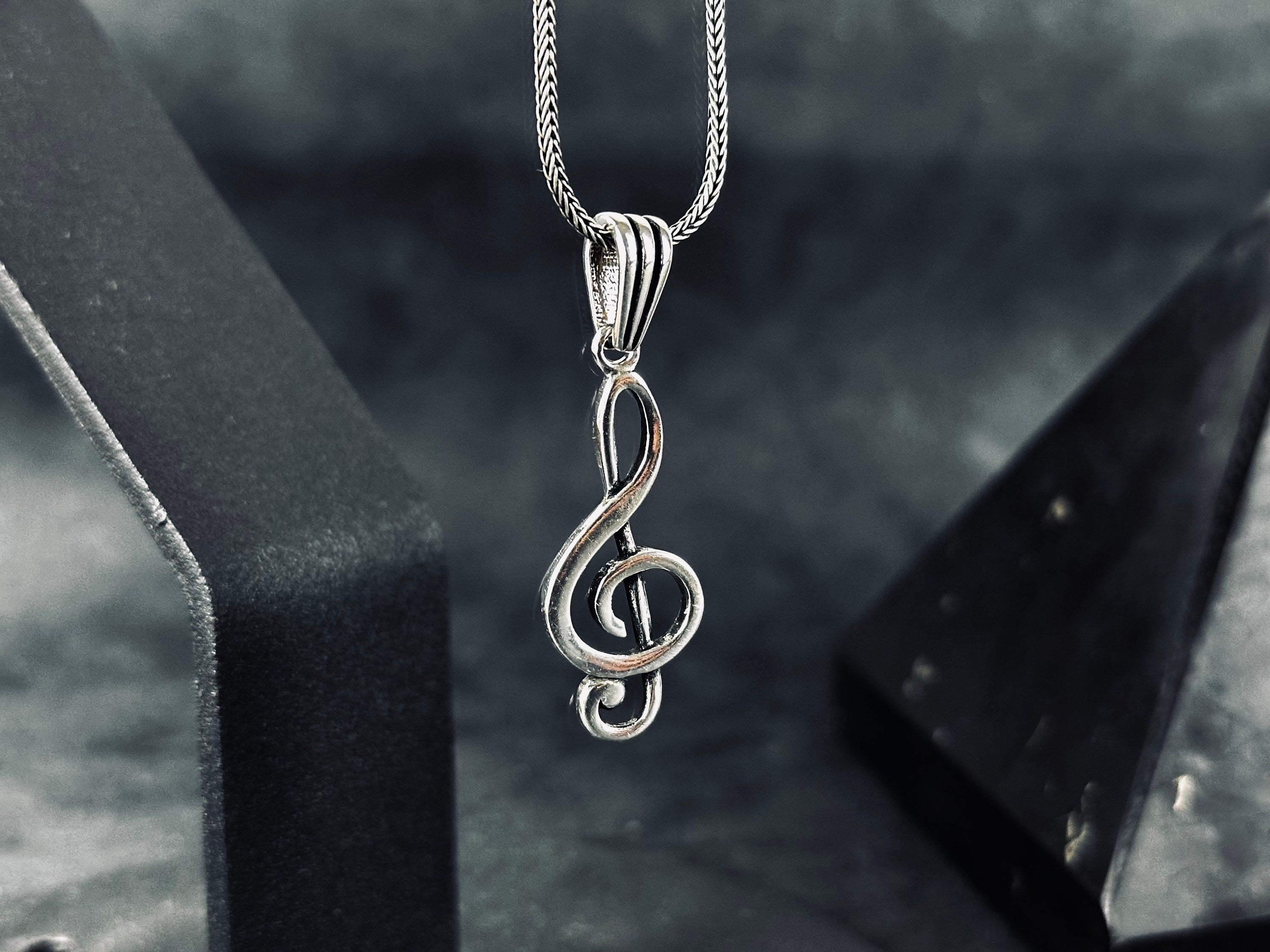 Sol Anahtarı Kolye: Gümüş Müzik Kolye Ucu