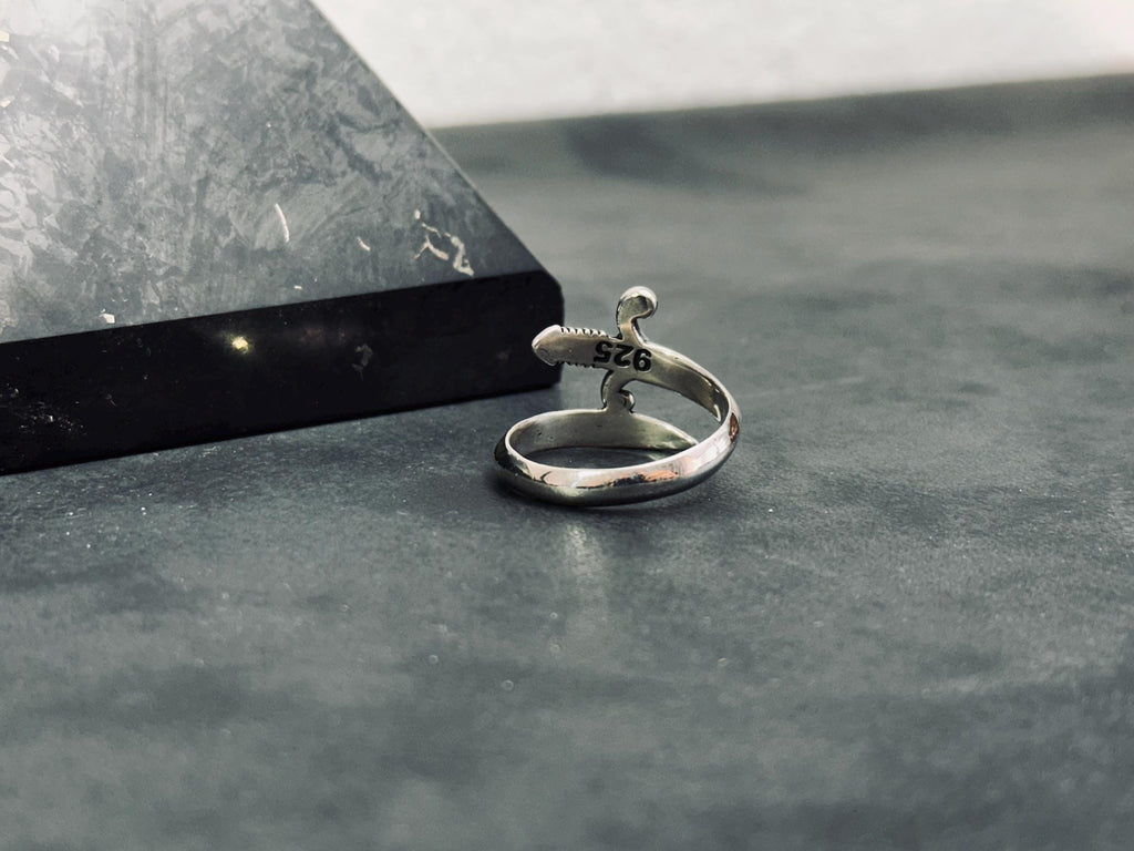 925 Ayar Gümüş Kılıç Başparmak Yüzüğü - Gotik Ayarlanabilir Bant