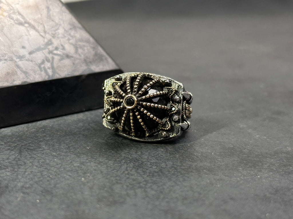 Mescid-i Aksa 925 Ayar Gümüş Yüzük - Büyük Boy El Yapımı Erkek Bandı