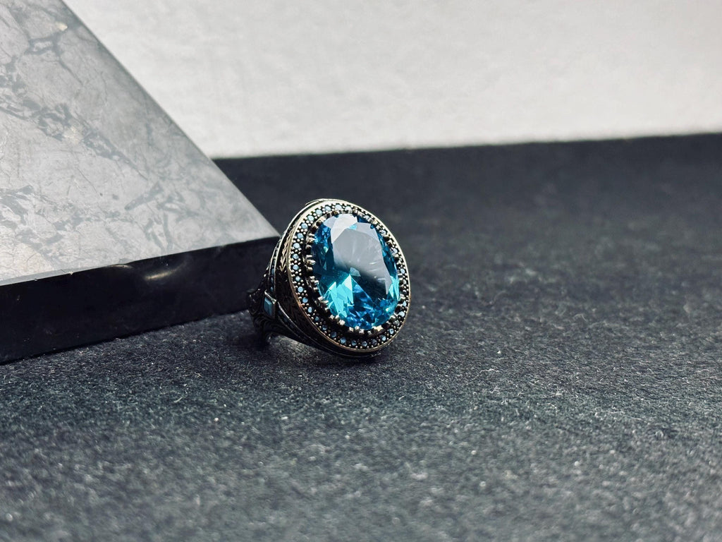 Paraiba Turmalin Yüzük: Erkekler İçin Gümüş İddialı Takı